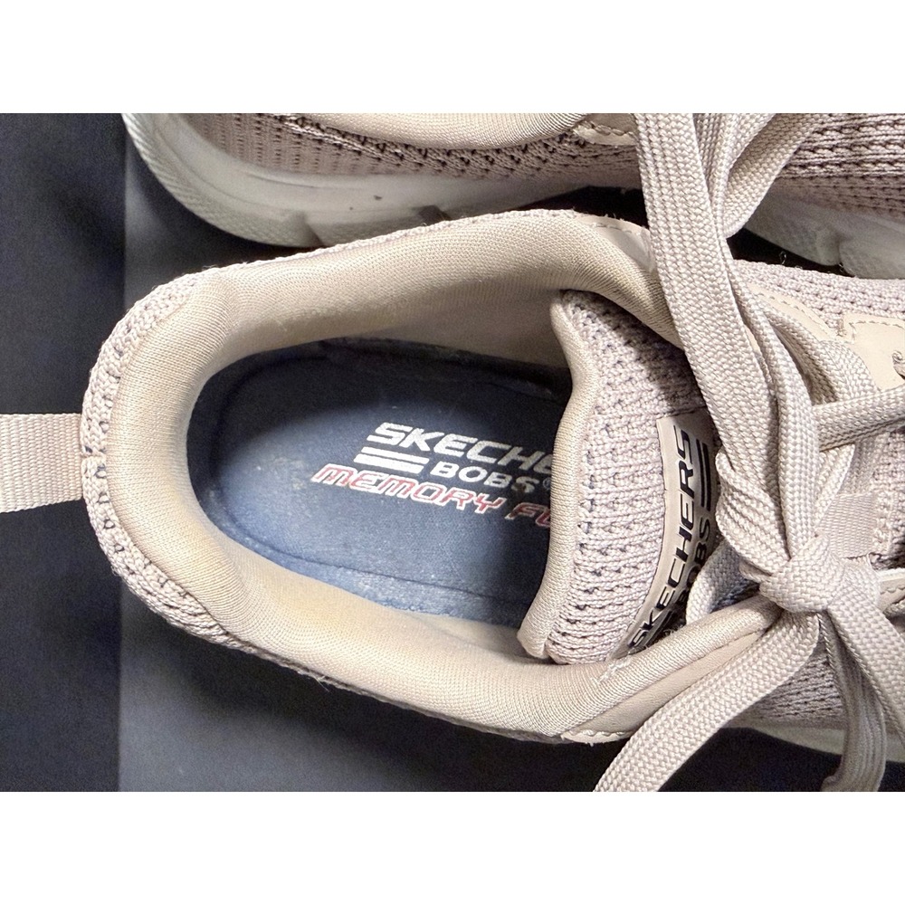 Skechers Bobs Sport Squad Tan Knit Memory Foam Sneakers Womens Shoes Size 6 - Picture 5 of 10